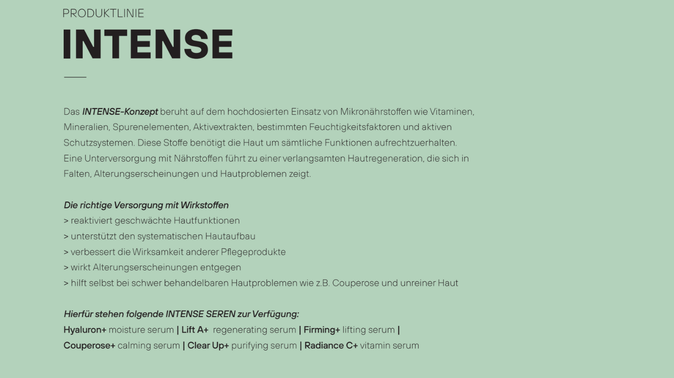 Esthevital Intense Care Pflegelinie