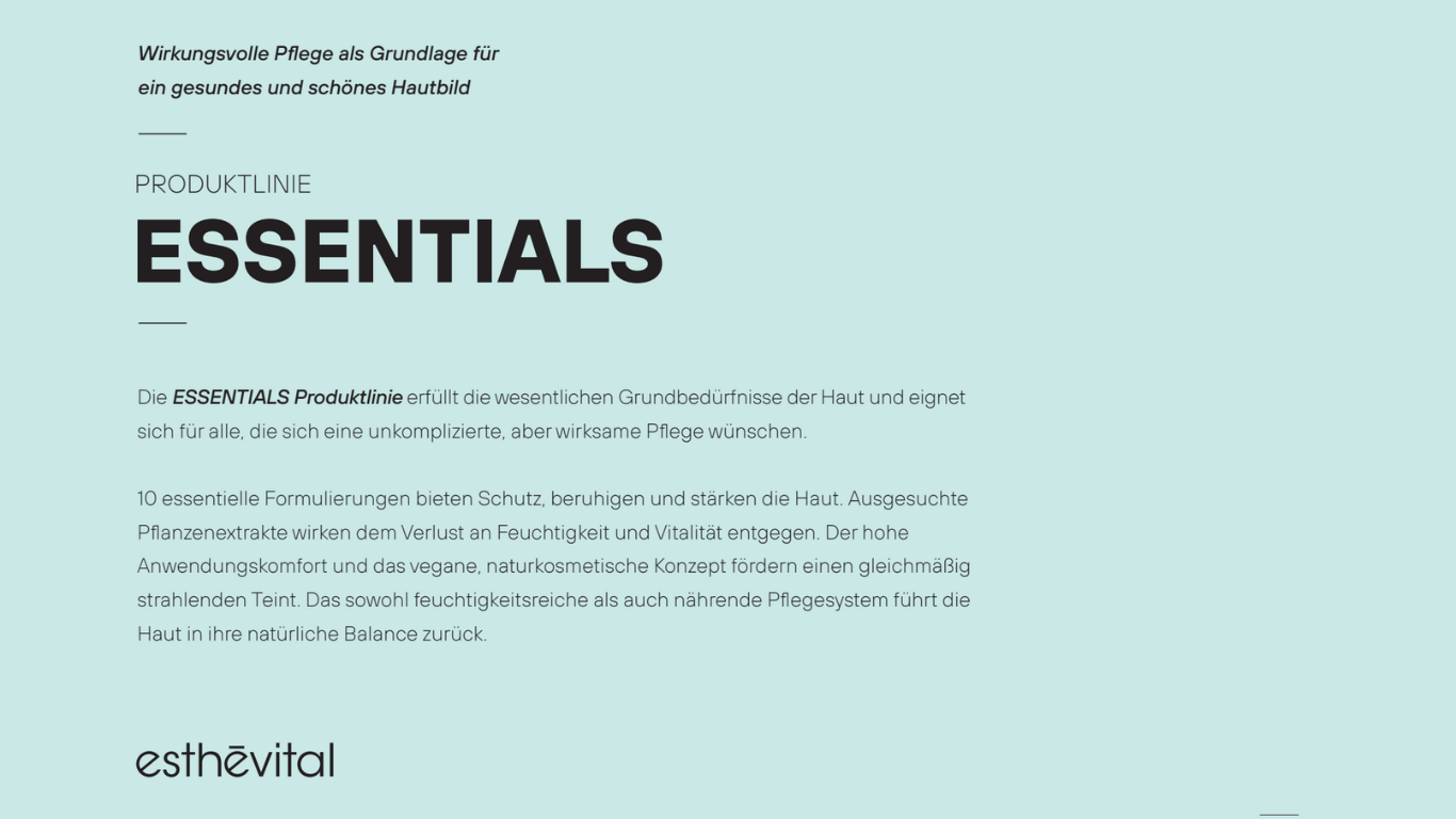 Esthevital Essentials Pflegelinie